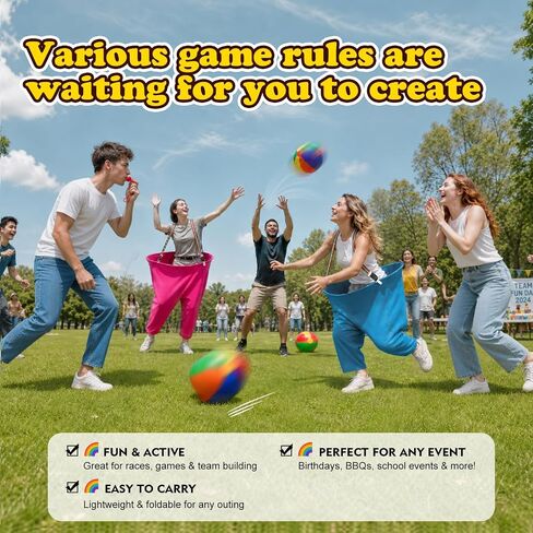 Granny Pants Yard Game with Colorful Suspenders for Adults, 2 Granny Pants 16 Bouncy Balls 2 Pumps 2 Whistles, Fun Outdoor Game for Family Party, Field Days, Camping in Kuwait