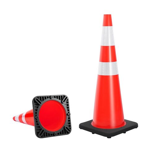 Extra Large 36" PVC Traffic Cones with Heavy-Duty Base, High-Visibility All-Weather Safety Cones for Road Construction, Parking Lot, and Garage Use,2-Pack in Kuwait