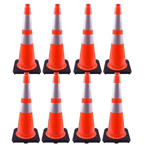 18" 4-Pack Safety Cones with Reflective Stripes and Weighted Bases for Road, Parking, and Construction Use (4, Orange, 18 in) in Kuwait