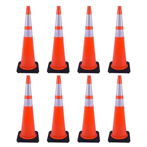 18" 4-Pack Safety Cones with Reflective Stripes and Weighted Bases for Road, Parking, and Construction Use (4, Orange, 18 in) in Kuwait