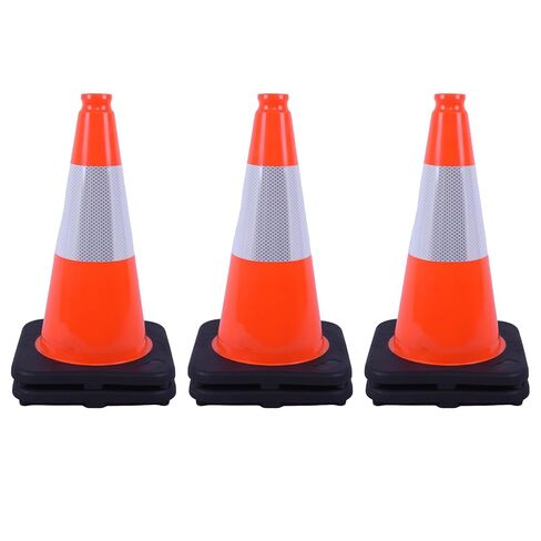 18" 4-Pack Safety Cones with Reflective Stripes and Weighted Bases for Road, Parking, and Construction Use (4, Orange, 18 in) in Kuwait