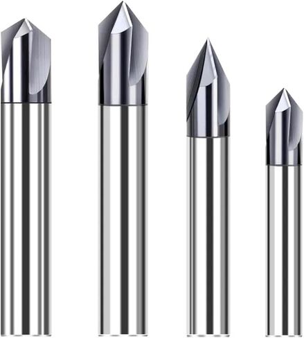 Chamfer Milling Cutter Carbide Corner Countersink Chamfering End Mill Deburring Edges V Grove Router 60 90 120 Degree 2 3 Flutes Milling Cutter Set(12XR90X75LX3F) in Kuwait