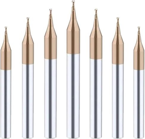 Micro Flat End Mill 2F Milling Cutter HRC 55 Mirco Carbide CNC Deep Long Neck Small Diameter 0.2-3.0mm Engraving Bit Router Bit Milling Cutter Set(2.5dx10x4Dx50L) in Kuwait