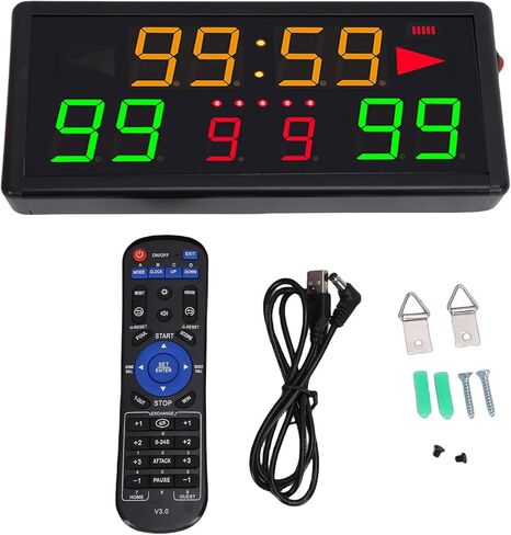 VINGVO Portable Digital Score Board, 12/24H Clock Countdown Timer LED Scorekeeper with Remote Control 2000mAh Battery, Ideal for Basketball, Volleyball, Tennis & Indoor Sports in Kuwait