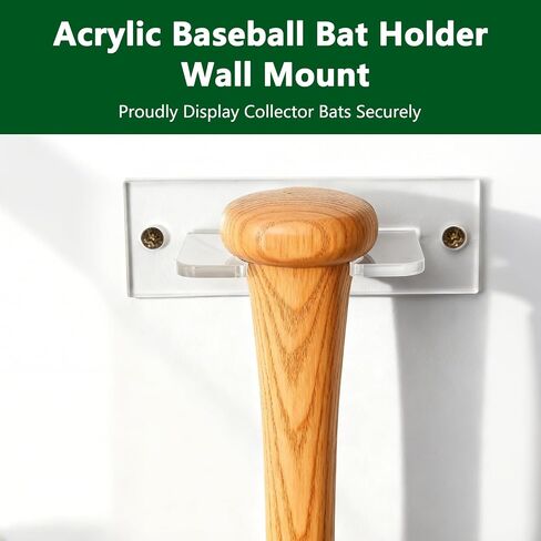 Baseball Bat Holder for Wall Clear Acrylic Hanger Mount for Vertical Display Sturdy Rack Stand for Baseball or Softball Bats Easy to Install Mini Dugout Style Hangers for Storage and Organization in Kuwait