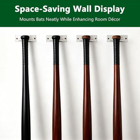 Baseball Bat Holder for Wall Clear Acrylic Hanger Mount for Vertical Display Sturdy Rack Stand for Baseball or Softball Bats Easy to Install Mini Dugout Style Hangers for Storage and Organization in Kuwait