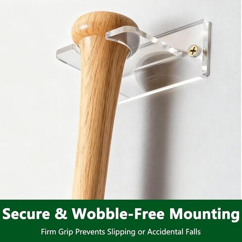 Baseball Bat Holder for Wall Clear Acrylic Hanger Mount for Vertical Display Sturdy Rack Stand for Baseball or Softball Bats Easy to Install Mini Dugout Style Hangers for Storage and Organization in Kuwait