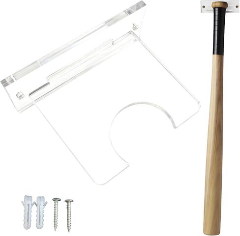 Baseball Bat Holder for Wall Clear Acrylic Hanger Mount for Vertical Display Sturdy Rack Stand for Baseball or Softball Bats Easy to Install Mini Dugout Style Hangers for Storage and Organization in Kuwait