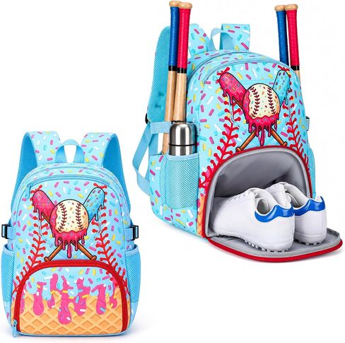 Shinylin Ice Cream Drip Baseball Backpack with Shoes Compartment Softball Sports Bag Party Gifts for Youth Back to School in Kuwait