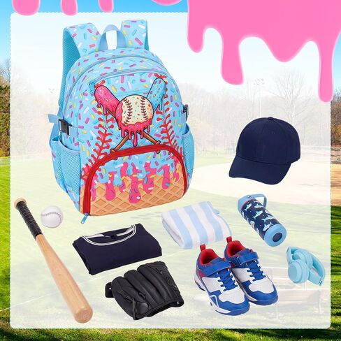 Shinylin Ice Cream Drip Baseball Backpack with Shoes Compartment Softball Sports Bag Party Gifts for Youth Back to School in Kuwait
