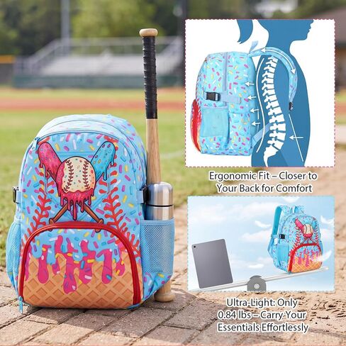 Shinylin Ice Cream Drip Baseball Backpack with Shoes Compartment Softball Sports Bag Party Gifts for Youth Back to School in Kuwait