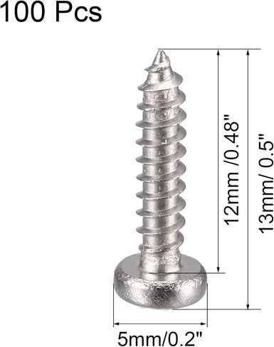 uxcell 2.9mm x 13mm Cross Head Pan Head Self Tapping Screw Fasteners 100 Pcs in Kuwait