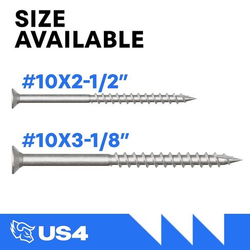 US4 - #10 × 2-1/2 بوصة براغي ذات رأس مسطح من خشب الأرز من الفولاذ المقاوم للصدأ | براغي خشب من الفولاذ المقاوم للصدأ | | T25 Star Drive | براغي ذاتية الحفر للتأطير والأرضيات السفلية والتزيين | 305 SS (100، #10x2.5 بوصة) in Kuwait