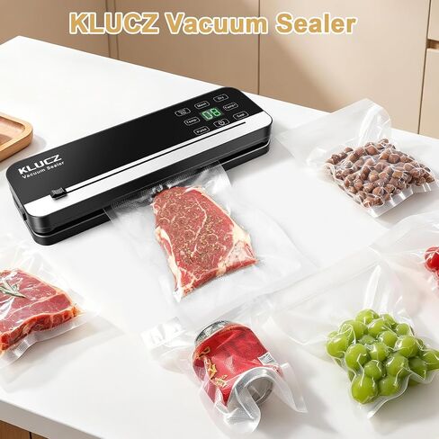 85kPa Vacuum Sealer Machine, Compact Vacuum Sealer for Food, LCD Display, Moist/Dry, Pulse, Seal Modes, with Extra Vacuum Seal Bags and Wine Vacuum Stopper,Black in Kuwait