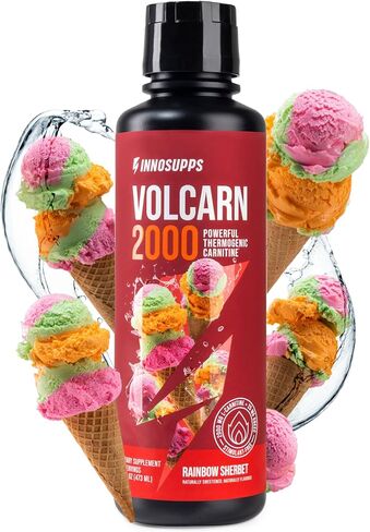 InnoSupps Volcarn 2000 - L-CARNITINE معزز ATP السائل المتقدم للطاقة قبل التمرين مع GBEEC يعزز الطاقة ويعزز التركيز والإدراك ويدعم استقلاب الدهون، 32 حصة - نكهة ستاربلاست الوردية in Kuwait