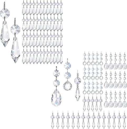 100pcs Clear Chandelier Crystals Replacement, Icicle Prism Glass Pendants for Chandelier Lighting Fixture Decoration in Kuwait