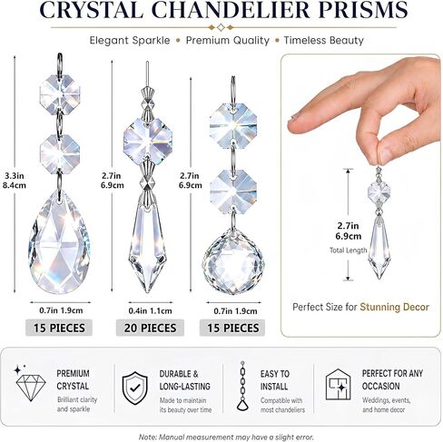 100pcs Clear Chandelier Crystals Replacement, Icicle Prism Glass Pendants for Chandelier Lighting Fixture Decoration in Kuwait
