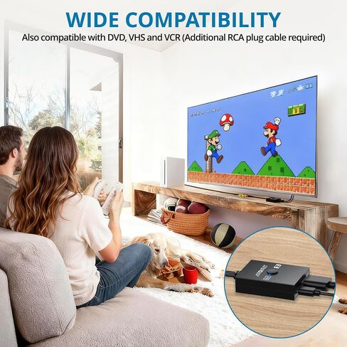 محول AUTOUTLET RCA إلى HDMI، محول AV إلى HDMI مع مفتاح نسبة عرض إلى ارتفاع 4:3/16:9، يدعم 1080P/720P، يتضمن كابل HDMI بطول 1.5 قدم لوحدات تحكم الألعاب القديمة (PS1، PS2، Wii، N64) in Kuwait