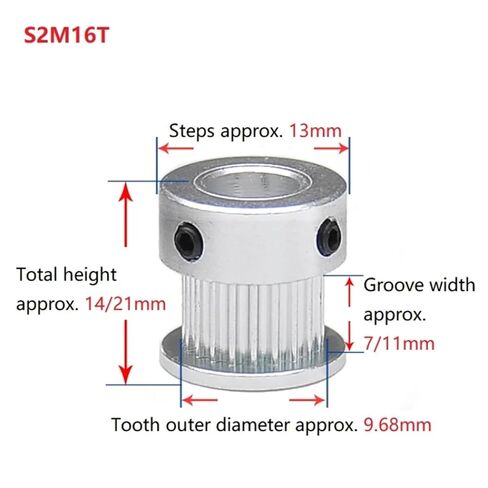 بكرة توقيت S2M 16T/20 أسنان تتحمل 4-8 مم عرض نوع K 6/10 مم 1 قطعة (4 مم، 20 أسنان-1 قطعة، 7 مم) in Kuwait