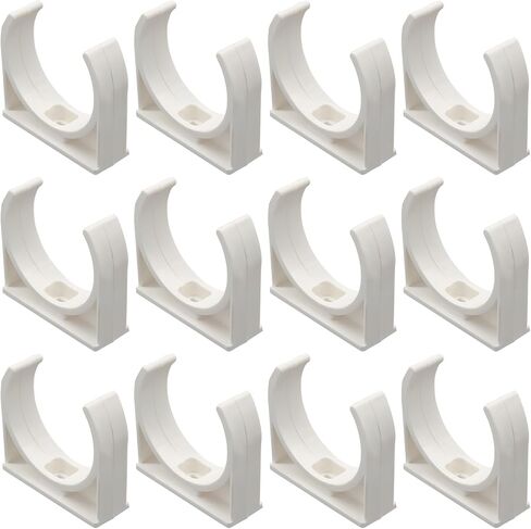 12 Pack White PVC Water Pipe Clamps, U-Shaped Pipe Holder for 40mm (1-1/2") OD Pipes, Hose, PEX Tubing Support and TV Tray Mounting in Kuwait