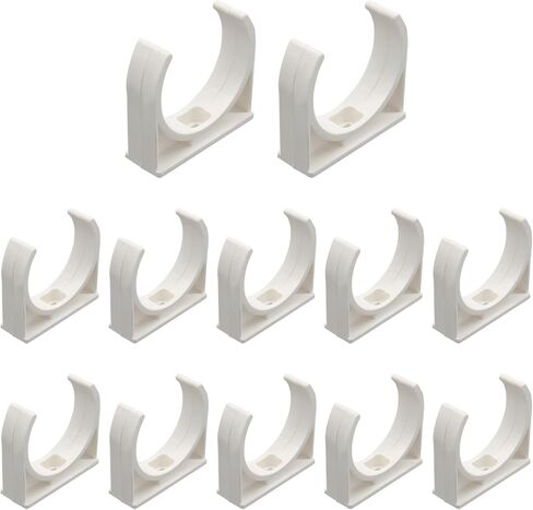 12 Pack White PVC Water Pipe Clamps, U-Shaped Pipe Holder for 40mm (1-1/2") OD Pipes, Hose, PEX Tubing Support and TV Tray Mounting in Kuwait