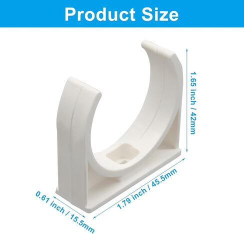 12 Pack White PVC Water Pipe Clamps, U-Shaped Pipe Holder for 40mm (1-1/2") OD Pipes, Hose, PEX Tubing Support and TV Tray Mounting in Kuwait