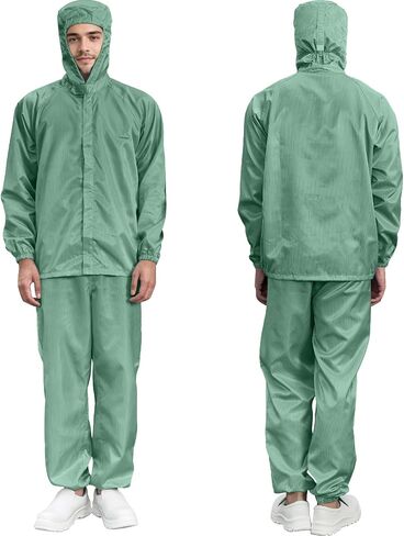 2 piece Suit with hood for cleanroom use, Breathable Fabric, Reusable Anti-Static Overall Suit for Men & Women in Kuwait