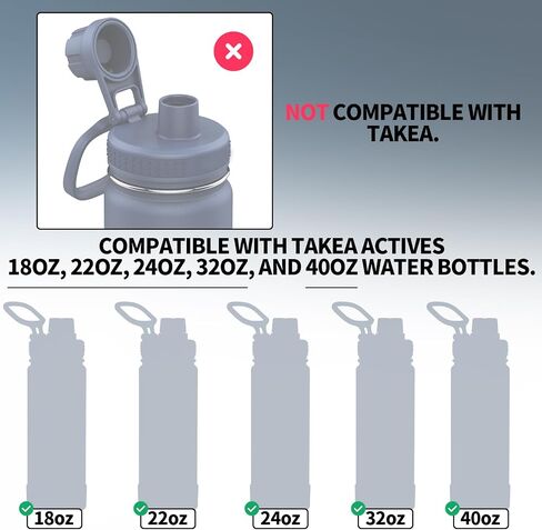 8pcs Silicone Gasket Replacement Kit Compatible with TAKEYA Actives, Leak-Proof Lid Seal O Rings with Hook and Brush for 18/22/24/32/40oz Water Bottles (Not for TAKEYA) in Kuwait