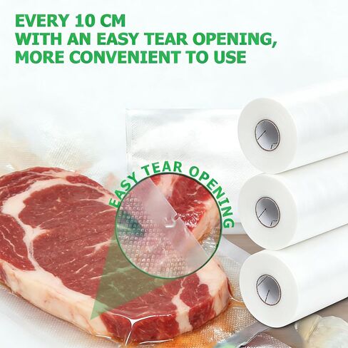 Food Vacuum Seal Rolls 3 Pack, 6 8 11 Inch x 9.8FT, BPA Free Commercial Grade Vacuum Sealer Bags, Sac Sous Vide Alimentaire for Home Commercial Use in Kuwait