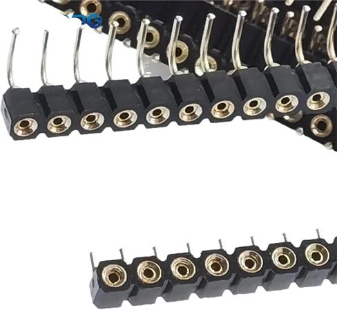 1P-40P 2.54 مم فتحة مستديرة زاوية يمين صف واحد 0.1 بوصة قابلة للكسر والتكديس PCB IC كريستال ترانزستور أنثى رأس دبوس القصدير (PH7، PIN_5P-20PCS) in Kuwait