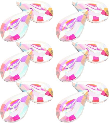 FUOYLOO 12pcs Hanging Crystal Pendants for Lights Glass Chandelier Crystals Decorations Easy to Install Lightweight Wedding and Home Décor Accents in Kuwait