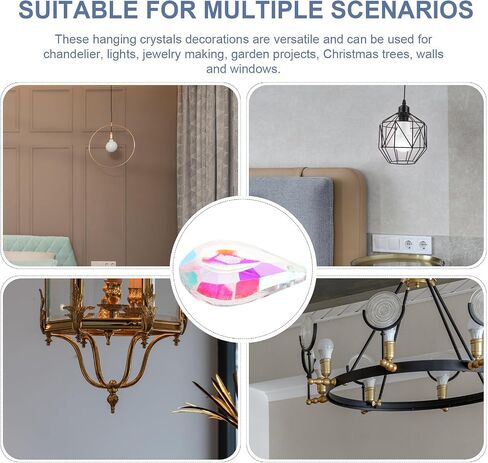 FUOYLOO 12pcs Hanging Crystal Pendants for Lights Glass Chandelier Crystals Decorations Easy to Install Lightweight Wedding and Home Décor Accents in Kuwait