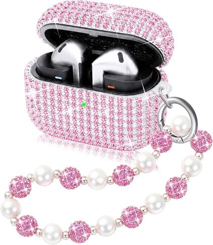 for Samsung Galaxy Buds 3 Pro Case with Keychain Glitter Silver in Saudi Arabia