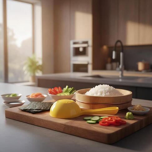 Yellow Rice Paddle Scoop Mold For Rice Ball Making, Non-stick Sushi Mold Rice Ball Scooper Rice Spatula Kitchen Gadge Yellow for Home Kitchen Restaurant Sushi Making in Kuwait