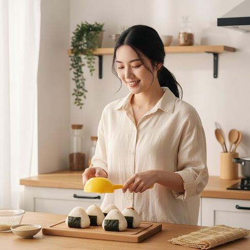 Yellow Rice Paddle Scoop Mold For Rice Ball Making, Non-stick Sushi Mold Rice Ball Scooper Rice Spatula Kitchen Gadge Yellow for Home Kitchen Restaurant Sushi Making in Kuwait