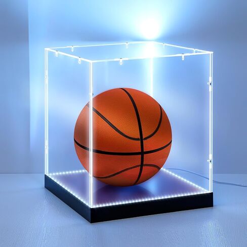 Novabright LED Light Basketball Display Case Clear Acrylic Basketball Box Basketballs Case Display Stand Holder for Autographed Sport Memorabilia, Dust Proof, UV Protection in Kuwait