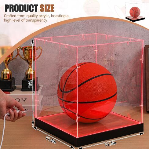 Novabright LED Light Basketball Display Case Clear Acrylic Basketball Box Basketballs Case Display Stand Holder for Autographed Sport Memorabilia, Dust Proof, UV Protection in Kuwait