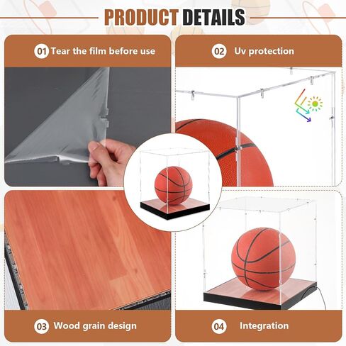 Novabright LED Light Basketball Display Case Clear Acrylic Basketball Box Basketballs Case Display Stand Holder for Autographed Sport Memorabilia, Dust Proof, UV Protection in Kuwait
