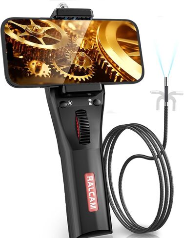 Ralcam ثنائي الاتجاه 210 درجة مفصلي Borescope متوافق مع iPhone وAndroid | كاميرا فحص بمنظار نحيف USB-C مقاس 6.2 مم لفحص المحرك والأنابيب ونظام التدفئة والتهوية وتكييف الهواء (HVAC) in Kuwait