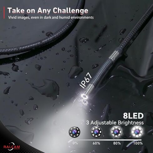 Ralcam ثنائي الاتجاه 210 درجة مفصلي Borescope متوافق مع iPhone وAndroid | كاميرا فحص بمنظار نحيف USB-C مقاس 6.2 مم لفحص المحرك والأنابيب ونظام التدفئة والتهوية وتكييف الهواء (HVAC) in Kuwait