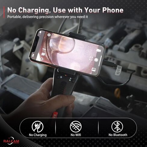Ralcam ثنائي الاتجاه 210 درجة مفصلي Borescope متوافق مع iPhone وAndroid | كاميرا فحص بمنظار نحيف USB-C مقاس 6.2 مم لفحص المحرك والأنابيب ونظام التدفئة والتهوية وتكييف الهواء (HVAC) in Kuwait