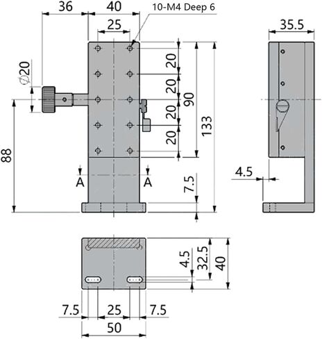 Manual Trimming Platform with Adjustable Gear Guide – 40x90mm Aluminum Alloy Table, Dovetail Groove for Precision Optical Instrument Use in Kuwait