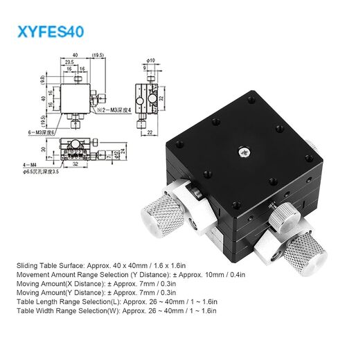 XYFES40 Manual Linear Stage with Fine-Tune Rotation – 40x40mm Aluminum Alloy Dovetail Sliding Platform for Precision Optical & Measurement Tools in Kuwait
