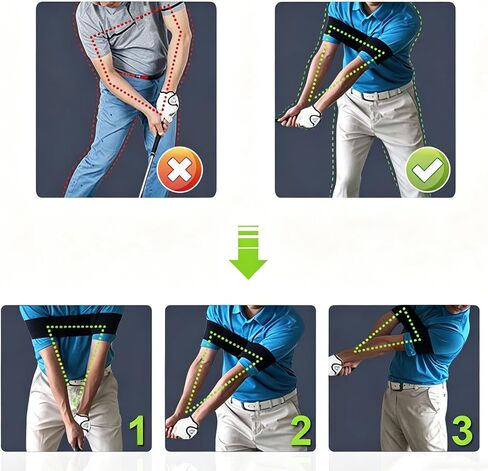 2 PCS Golf Training Aid, Swing Correction Arm Band,Golf Training Aid not Easily Sliding Down Arm,for Swing Correcting, Unisex in Kuwait