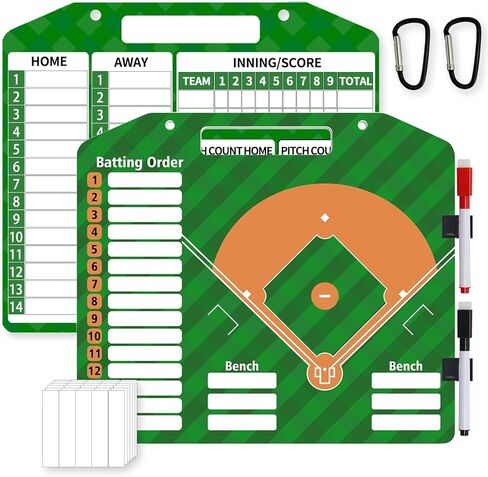 Magnetic Baseball Lineup Board, Dry Erase Baseball Lineup Board for Dugout, Softball Lineup Board for Dugout, Baseball Clipboard for Coaches, Baseball Whiteboard with 30 Lineup Cards & 2 Markers in Saudi Arabia