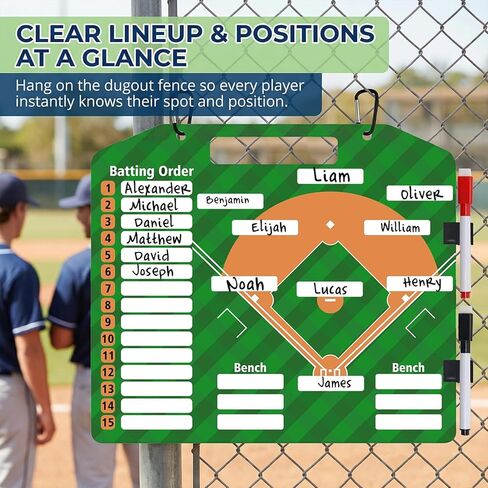 Magnetic Baseball Lineup Board, Dry Erase Baseball Lineup Board for Dugout, Softball Lineup Board for Dugout, Baseball Clipboard for Coaches, Baseball Whiteboard with 30 Lineup Cards & 2 Markers in Saudi Arabia