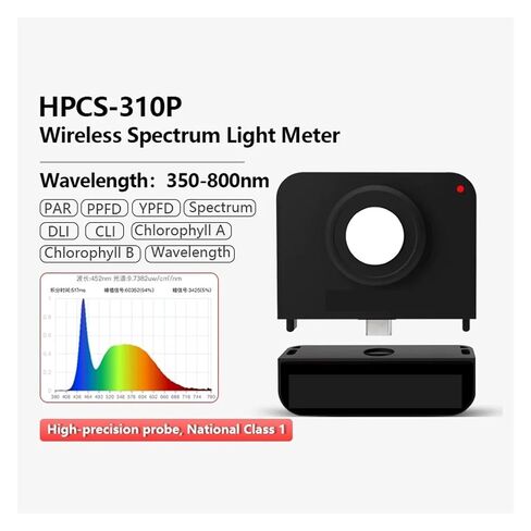 Handheld Spectrometer HPCS-310P 350-800nm Grow Light Flux Density Test PPFD PAR CCT CRI Lux Spectrum for LED Light Meter High Sensitivity, Low Error in Saudi Arabia