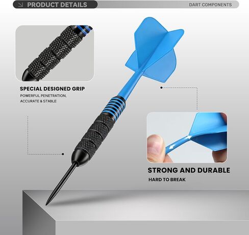 6 Pack Steel Tip Darts,Professional 24 Grams Metal Darts Set， Integrated Dart Flights and Shafts ，6 Extra Flights & Shafts, Dart Sharpener, Dart Storage Box,Beginner or Professional Darts in Saudi Arabia