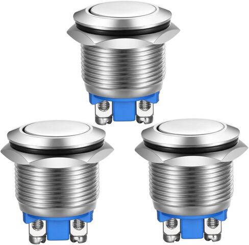Gebildet 2Pcs Prewired 12mm Waterproof Momentary Metal Push Button 3pin NO/NC Push Button On Off 1A 12V/24V/125V/250V AC (High Head) in Kuwait