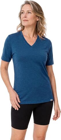 MERINNOVATION Women's Merino Wool V Neck T-Shirt Short Sleeve Athletic Tee Wicking Base Layer for Women in Kuwait